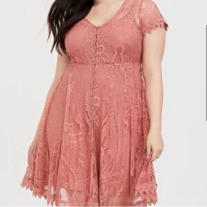 Torrid Dusty Rose Lace Mini Dress